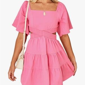 Pink Ruffle Sleeve Dress